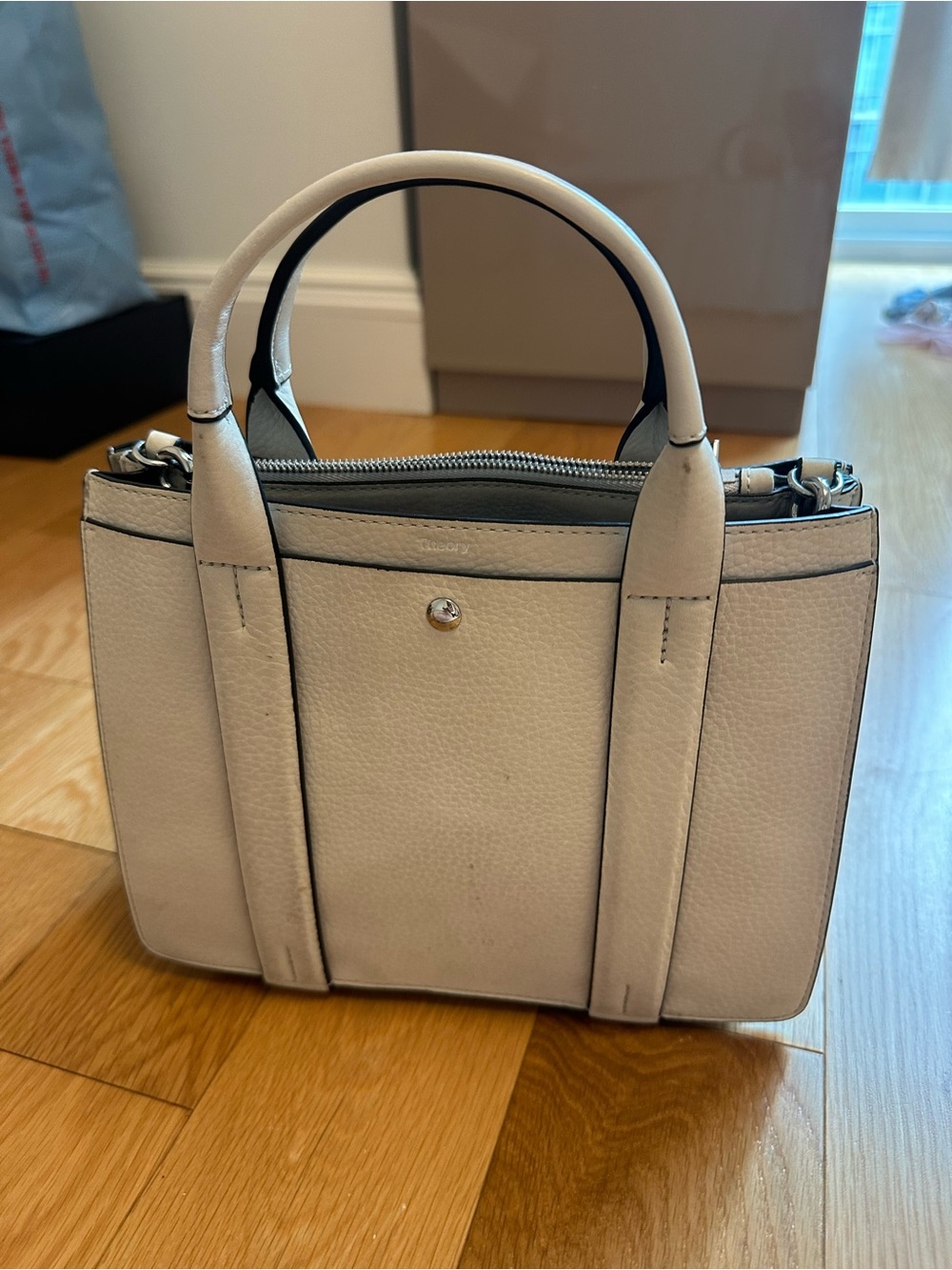 Theory Mini Top-Handle Satchel in Cream
